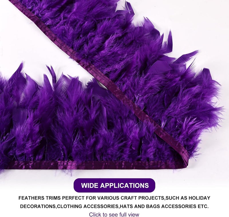 MAOFENG 2 Yards Natural Turkey Feathers Trim Sewing Fringe Fashion Dress Sewing 4-6inch for DIY Handicrafts Costumes Decoration,Purple - Image 4